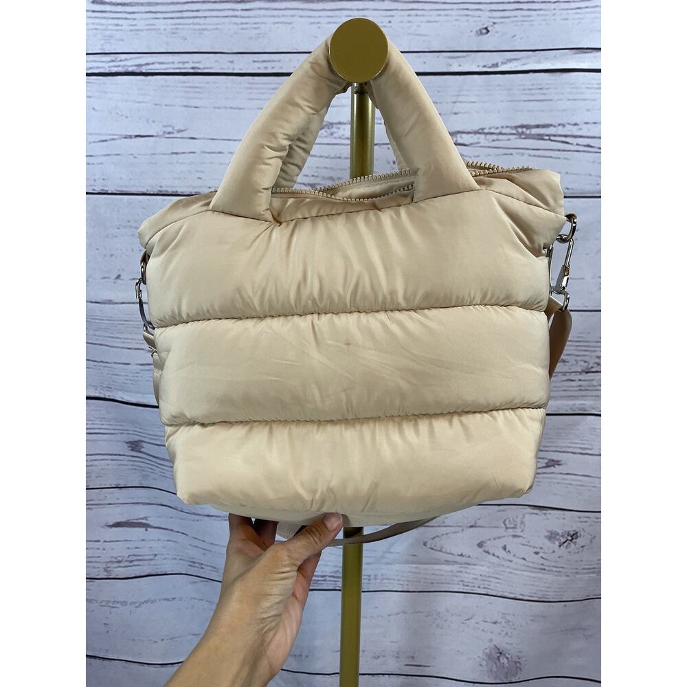 WILO The Label Beige Puffer Tote Bag Quilted Crossbody Shoulder Bag - Picture 2 of 11
